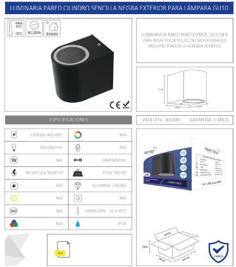 ADE-003-LUMINARIA PARED CILINDRO