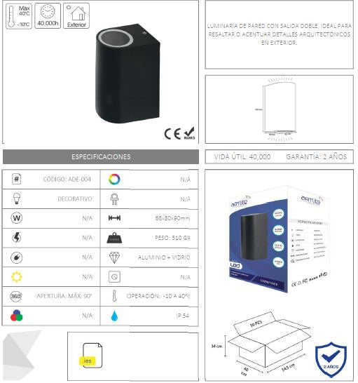ADE-004-LUMINARIA PARED CILINDRO DOBLE